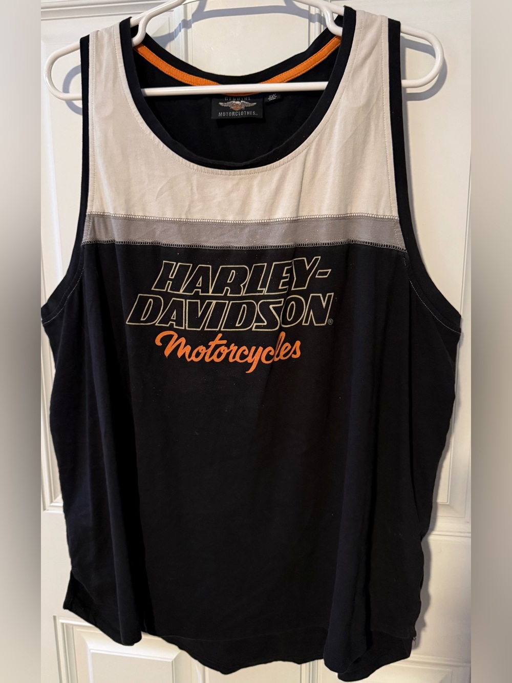 Harley-Davidson Black, White & Orange Motorcycles Tank